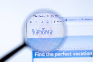 New York, USA - 29 September 2020: Vrbo vrbo.com company website with logo close up, Illustrative Editorial. clipart
