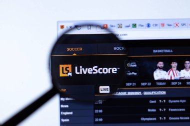 New York, ABD - 29 Eylül 2020: LiveScore Livescore.com şirketi web sitesi logosu yakın plan, Illustrative Editorial.