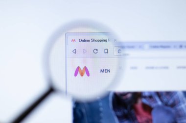 New York, ABD - 29 Eylül 2020: myntra.com Myntra şirket web sitesi logosu yakın plan, Illustrative Editorial.