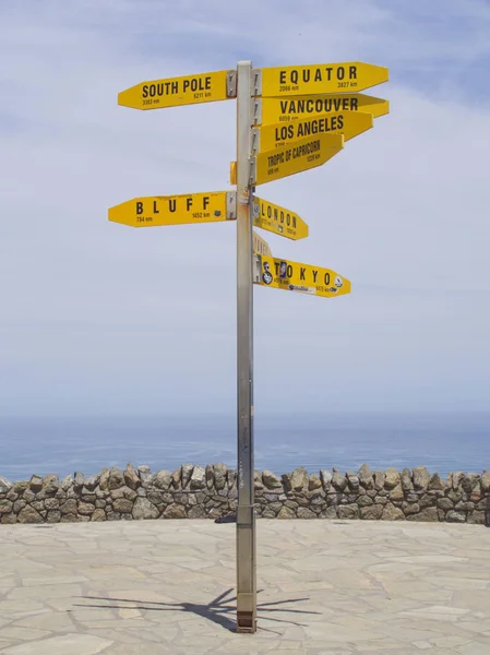 Yeni Zelanda 'nın kuzey kesiminde Cape Reinga 'da Signpost