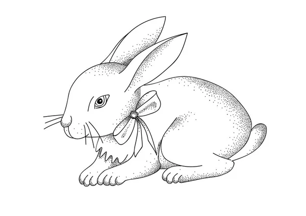 Ручной портрет кролика. Пасхальный кролик. Векторная иллюстрация — стоковый вектор