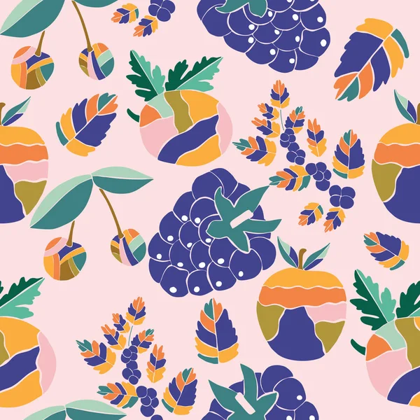 Frutas Groovy Coloridas Design Padrão Sem Costura Que Pode Ser —  Vetores de Stock
