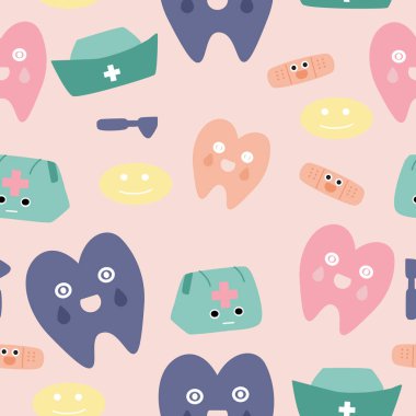  Kusursuz desen tasarımında renkli dişler ve tıbbi aletler