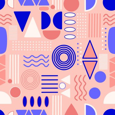  mavi ve pembe geometrik dikişsiz desen