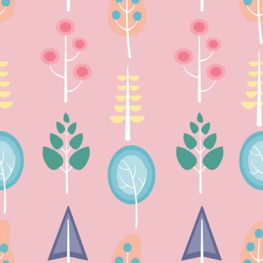 sorunsuz bir desen tasarım sevimli retro ağaçlar