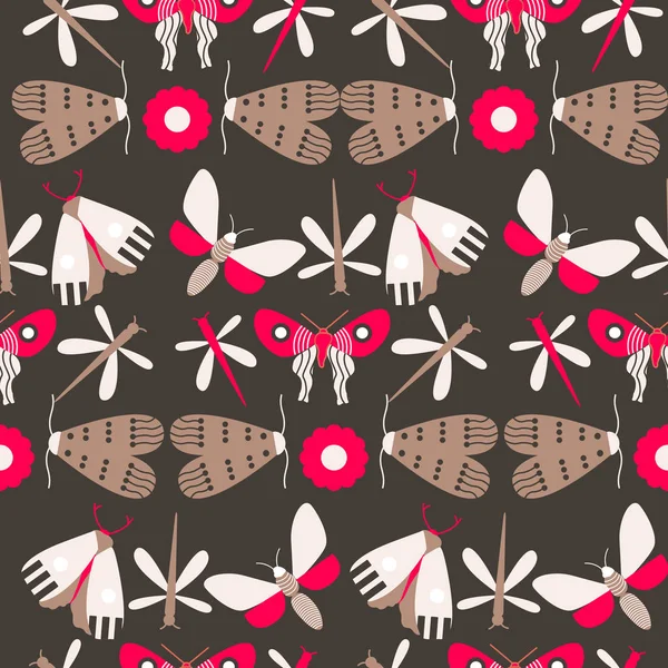 Brown Pink Butterflies Seamless Pattern Design — Stock Vector