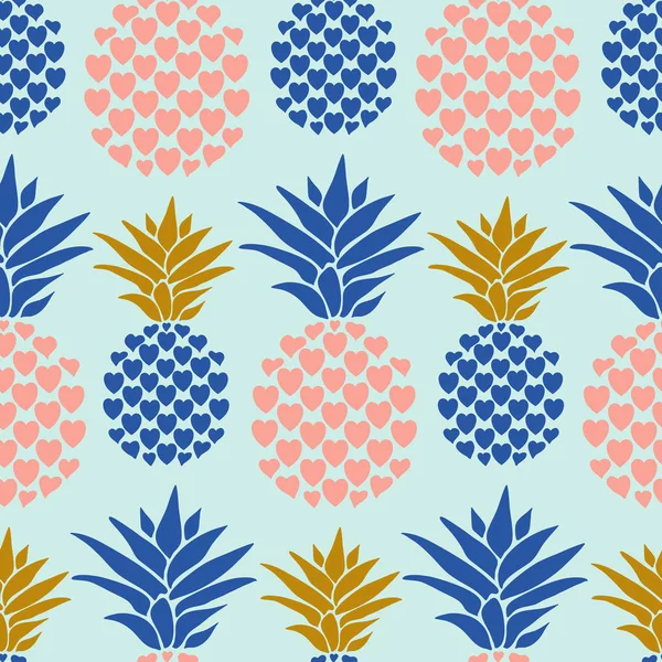 Roze Blauw Hartig Ananas — Stockvector