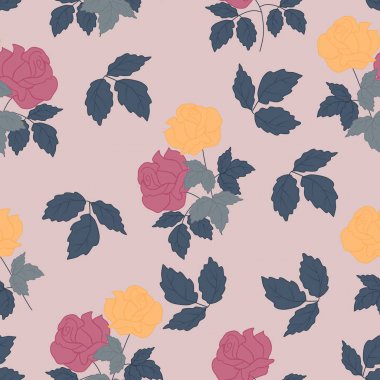 Kusursuz desen tasarımında sonbahar çiçekleri ve yaprakları