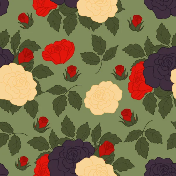 Colores Audaces Hermosas Flores Diseño Patrón Sin Costuras — Vector de stock