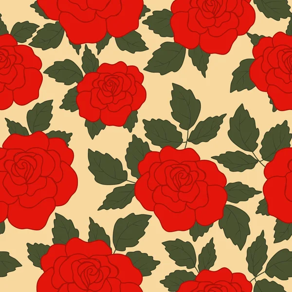 Rosas Rojas Negrita Diseño Patrones Sin Costuras — Vector de stock