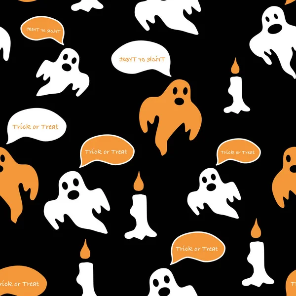 Fantasmi Candele Modello Halloween — Vettoriale Stock