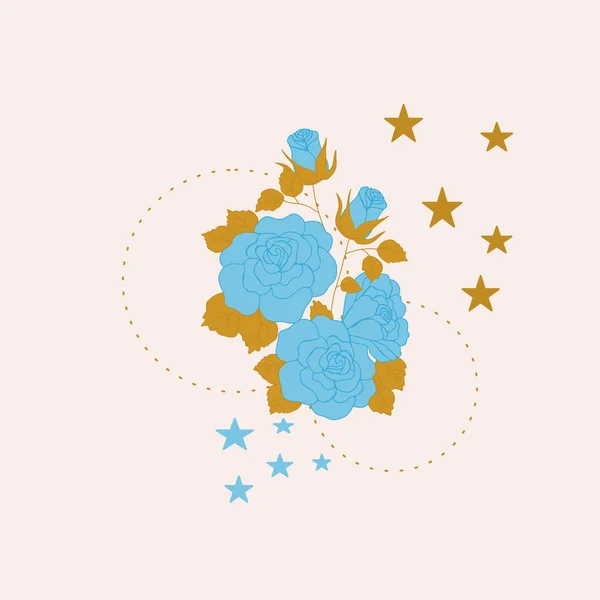 Estrelas Douradas Azuis Composição Rosa Uma Ilustração Elegante — Vetor de Stock