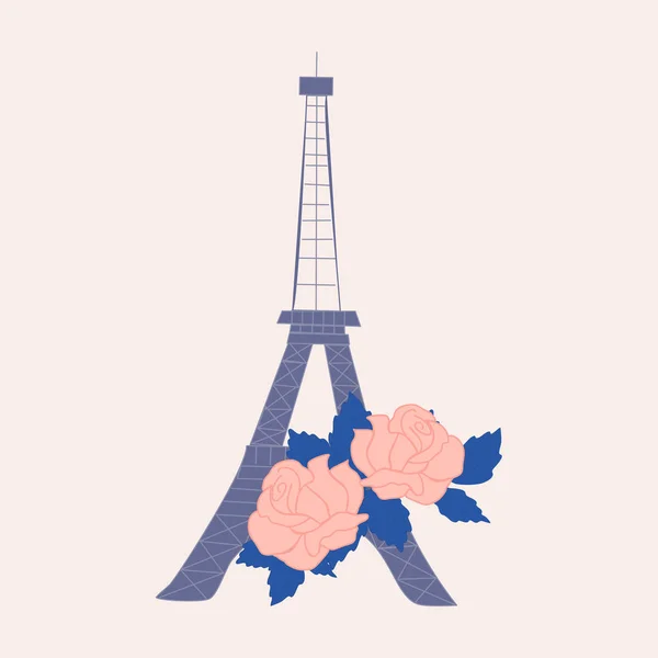Eiffel Tour Rosas Ilustração Vetorial — Vetor de Stock