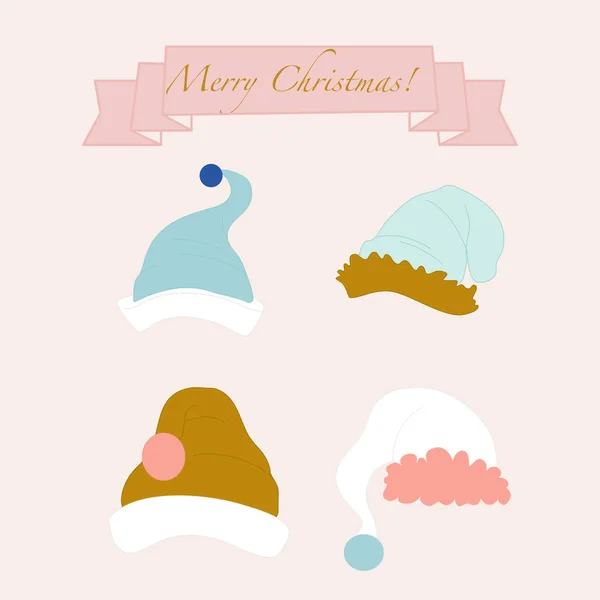 Vector Illustration Cute Santa Hats — Stock Vector