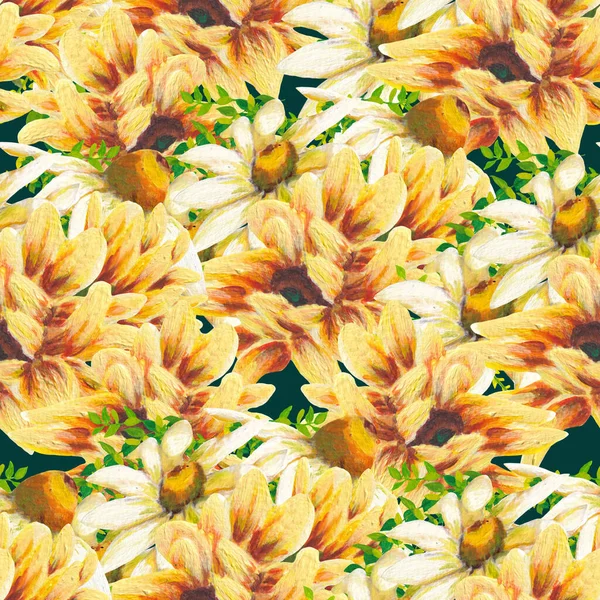 Pola Mulus Dengan Karangan Bunga Matahari — Stok Foto