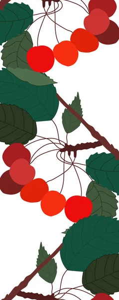 Bordure Verticale Sans Couture Avec Cerises — Image vectorielle