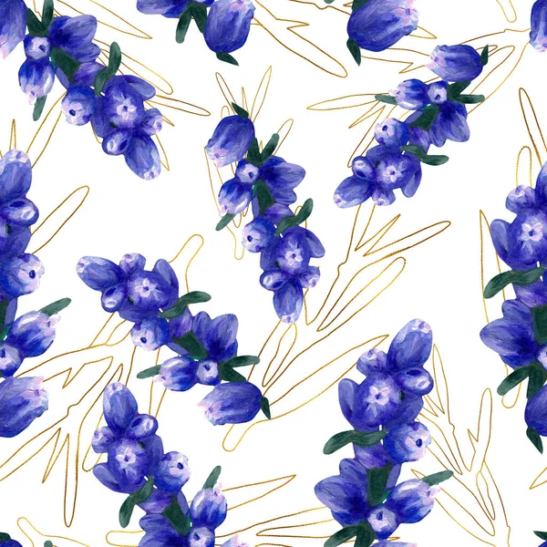 Seamless Pattern Design Watercolor Lavender — Stock Photo, Image