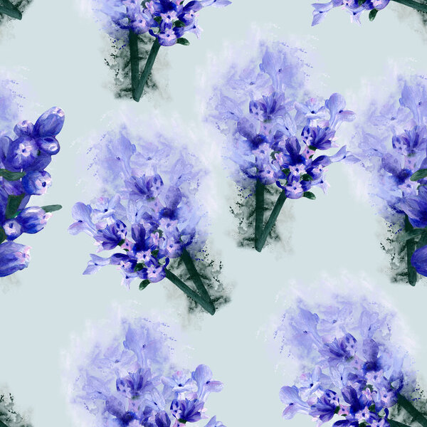 Seamless Pattern Watercolor Lavender — Stock Photo, Image