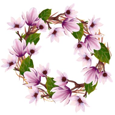 Elle boyanmış manolya çelengi