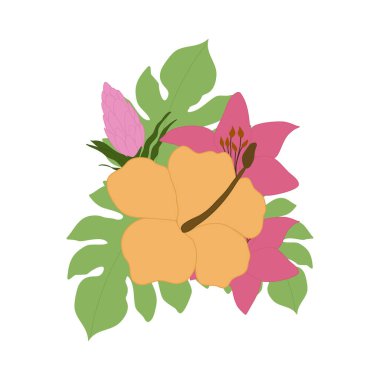 Vektör sarı tropikal çiçek buketi