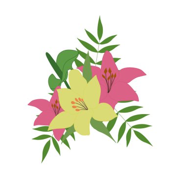 Renkli vektör tropikal çiçek buketi.