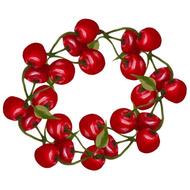 Elle boyanmış kiraz çiçeği çelengi, internette ya da basılı olarak kullanmak için mükemmel.