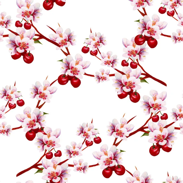 El boyası suluboya kiraz çiçeği pürüzsüz desen, internette ya da basılı olarak kullanmak için mükemmel.