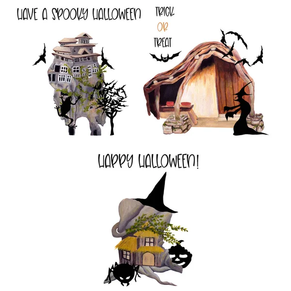 Met Hand Geschilderde Aquarel Halloween Composities Perfect Gebruiken Het Web — Stockfoto