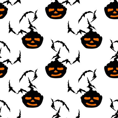 Sonbahar Cadılar Bayramı tasarımlı kusursuz desen tasarımı, internette ya da basılı olarak kullanmak için mükemmel.