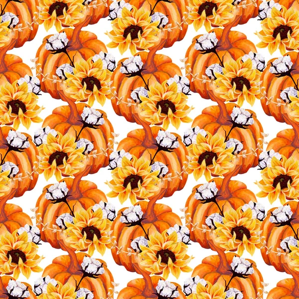 Elle boyanmış suluboya balkabakları kusursuz desenli dizayn, internette ya da basılı olarak kullanmak için mükemmel.