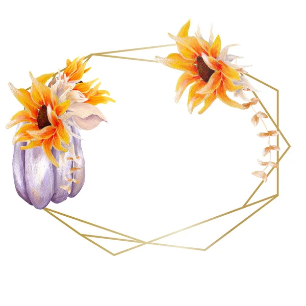 El boyası suluboya ayçiçeği çerçevesi, web üzerinde ya da basılı olarak kullanmak için mükemmel.