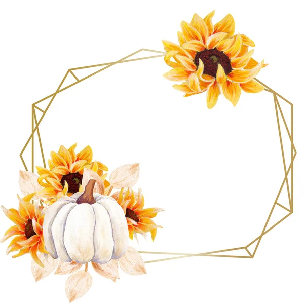 El boyası suluboya ayçiçeği çerçevesi, web üzerinde ya da basılı olarak kullanmak için mükemmel.