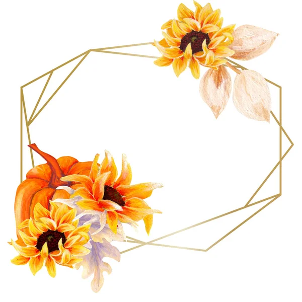 El boyası suluboya ayçiçeği çerçevesi, web üzerinde ya da basılı olarak kullanmak için mükemmel.