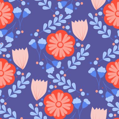 Kusursuz desenli desenli renkli vektör çiçekleri, web üzerinde ya da yazıcıda kullanmak için mükemmel.