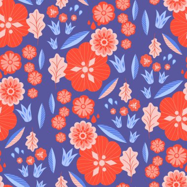 Kusursuz desenli desenli renkli vektör çiçekleri, web üzerinde ya da yazıcıda kullanmak için mükemmel.