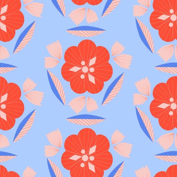 Πολύχρωμα Λουλούδια Διάνυσμα Ένα Απρόσκοπτο Σχεδιασμό Μοτίβο Ιδανικό Για Χρήση — Διανυσματικό Αρχείο