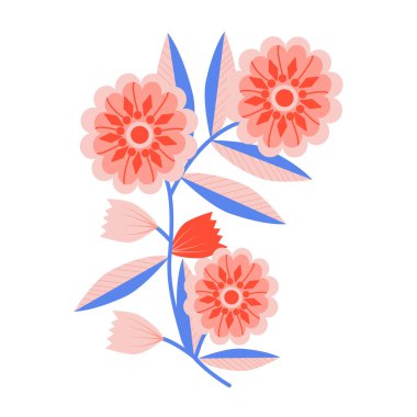 Güzel illüstrasyon tasarımında renkli vektör çiçekleri, web üzerinde ya da yazıcıda kullanmak için mükemmel