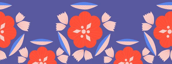 Fleurs Vectorielles Colorées Dans Design Bordure Sans Couture Parfaites Pour — Image vectorielle
