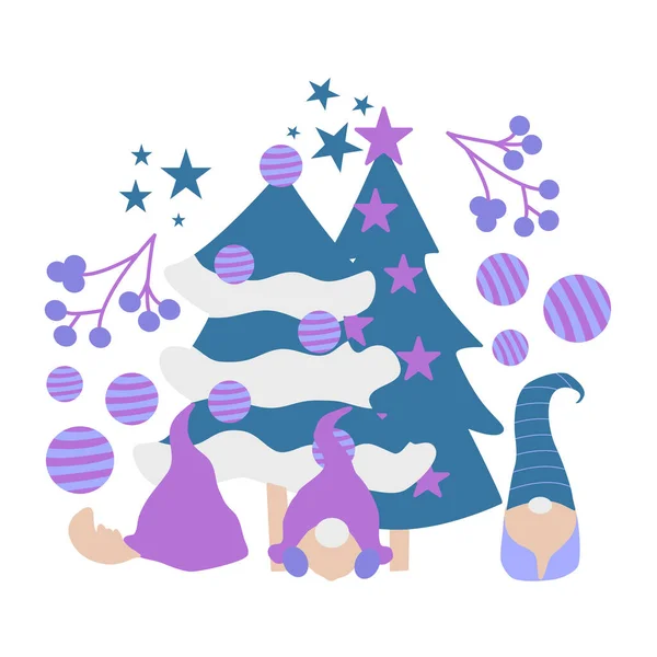 Cute Vector Gnomes Christmas Decor Perfect Use Web Print — Stock Vector