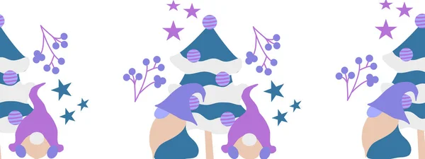 かわいいベクトルは ウェブやプリントで使用するのに最適な クリスマスの装飾でノーム — ストックベクタ