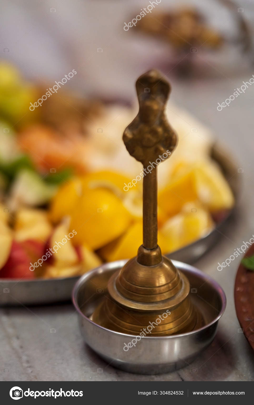 Puja Thali With Temple Bell Stock Photo C Avijitsadhu 304824532