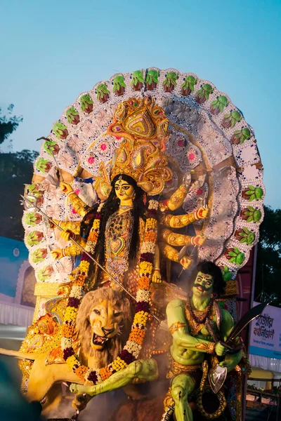 Kolkata Nyugat Bengál India 2019 Október Durga Pooja Kalkuttában Durga — Stock Fotó