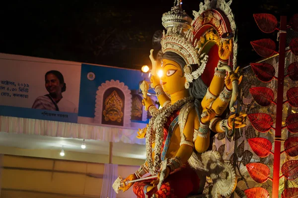 Zachodni Bengal Indie Październik 2019 Ludzie Świętujący Durga Puja Bogini — Zdjęcie stockowe