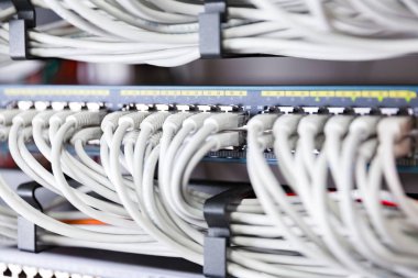 Yüksek hızlı ağ anahtarı ve veri merkezlerinde mükemmel hizalanmış patch kablolar