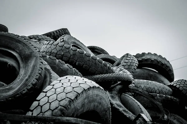 Dump of rubber old tires for the car