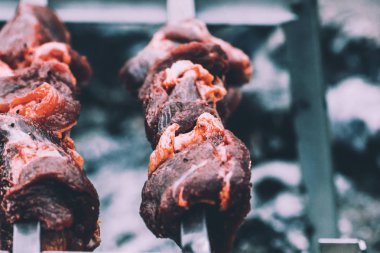 parkta ızgara üzerinde Barbekü tavuk but