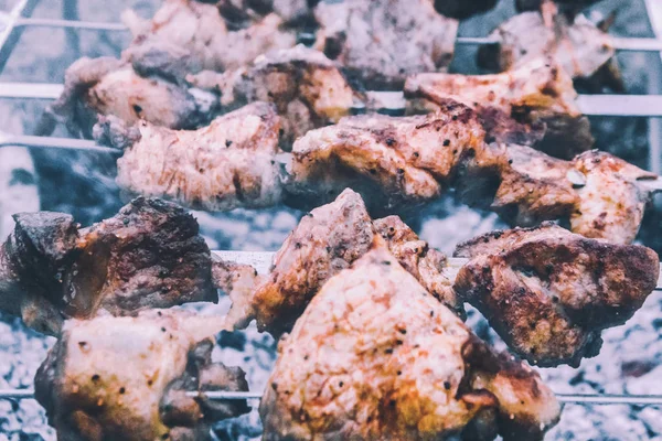 parkta ızgara üzerinde Barbekü tavuk but