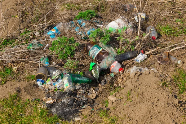 ゴミ、廃棄物、プラスチック廃棄物、ごみプラスチック ボトル背景テクスチャ、ゴミ廃棄物プラスチック汚染 — ストック写真