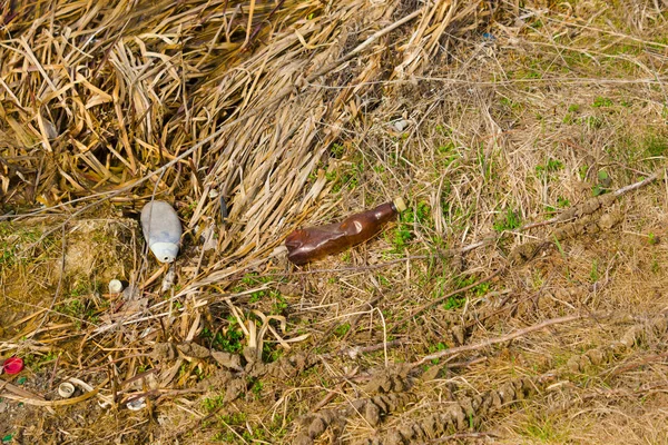 Lixo, Resíduos, Resíduos de Plástico, Lixo Textura de fundo da garrafa de plástico, Resíduos de lixo poluição plástica — Fotografia de Stock