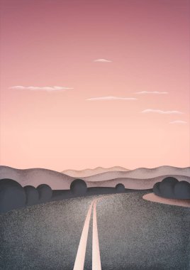 Güzel gün batımı peyzaj yolu ile gösterimi